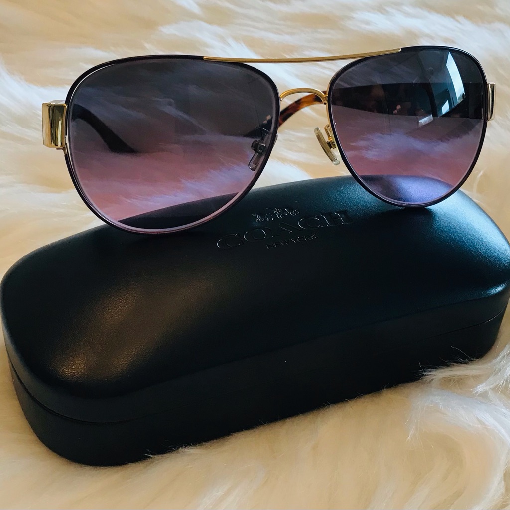 Coach Gold Confetti Aviator Sunglasses